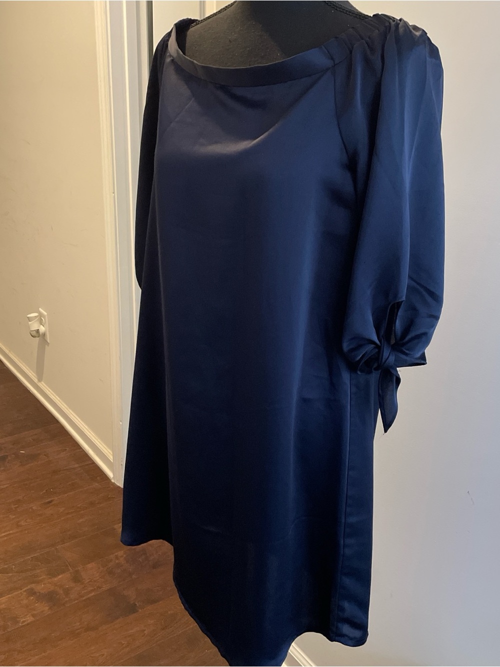 Pink Owl Apparel Mini Dress Size L Navy  Coquette Party Glam Minimalist Frminine